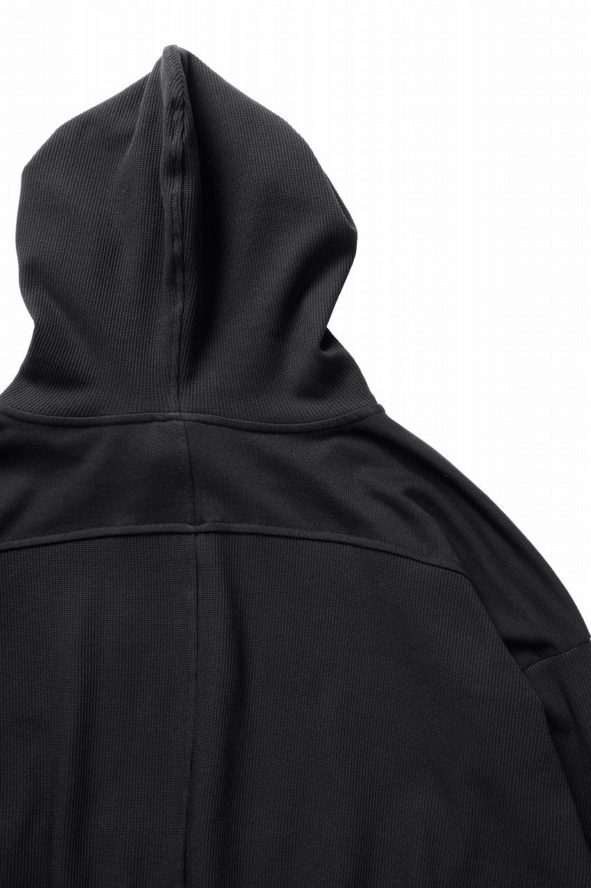 thom/krom OVERSIZED CROPPED HOODIE / STRUCTED SOFT JERSEY (BLACK)