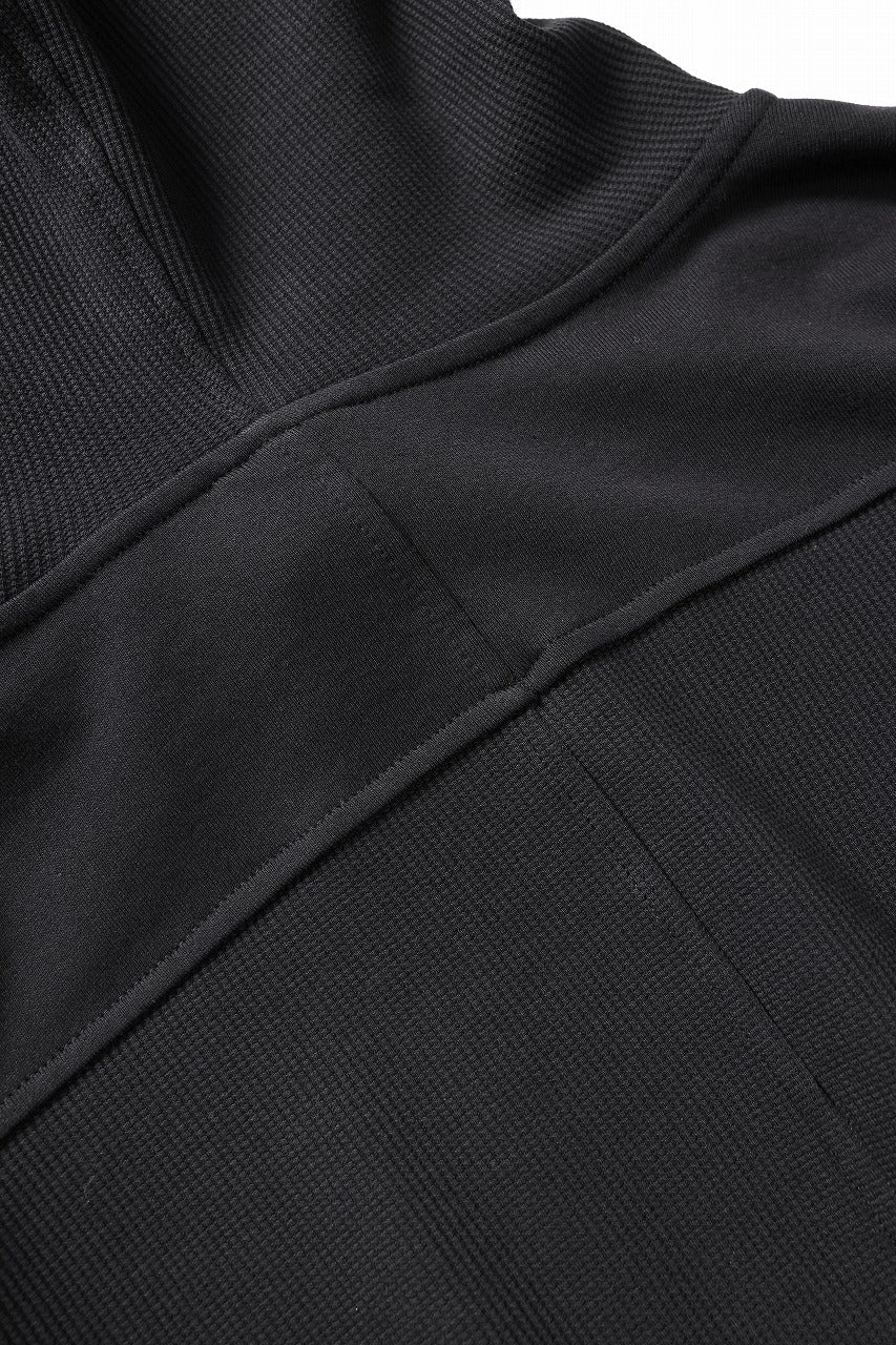 thom/krom OVERSIZED CROPPED HOODIE / STRUCTED SOFT JERSEY (BLACK)