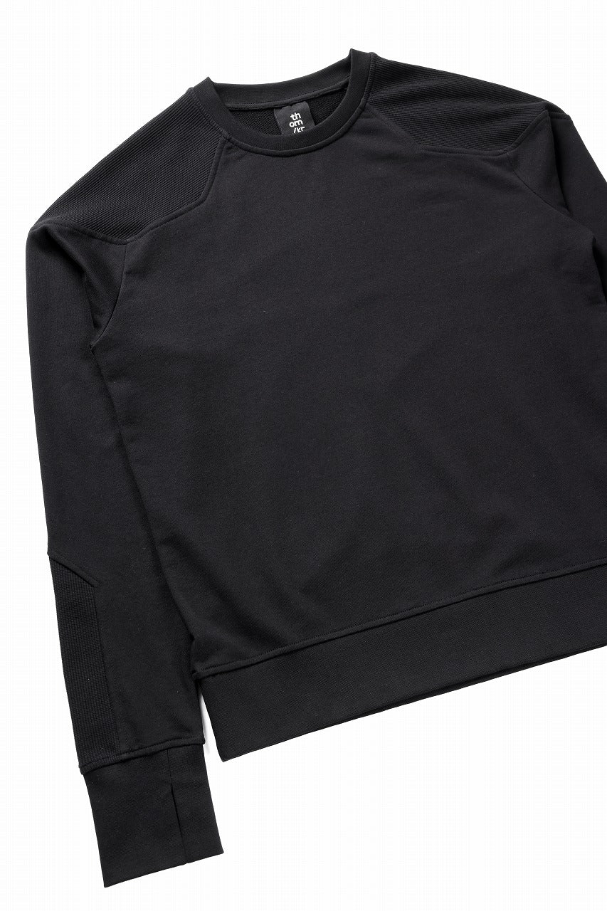 thom/krom ROUND NECK SWEAT TOP / STRUCTED SOFT JERSEY (BLACK)