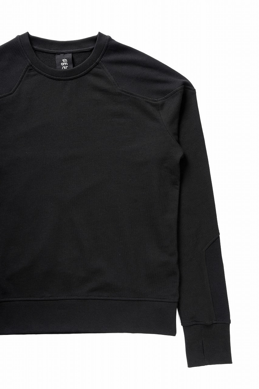 thom/krom ROUND NECK SWEAT TOP / STRUCTED SOFT JERSEY (BLACK)