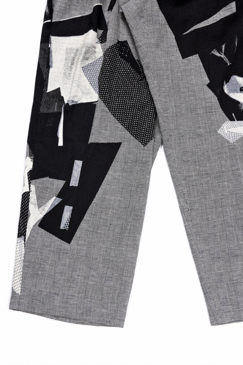 Y's SUSPENDER PANTS / COLLAGE HOUNDTOOTH (GREY)