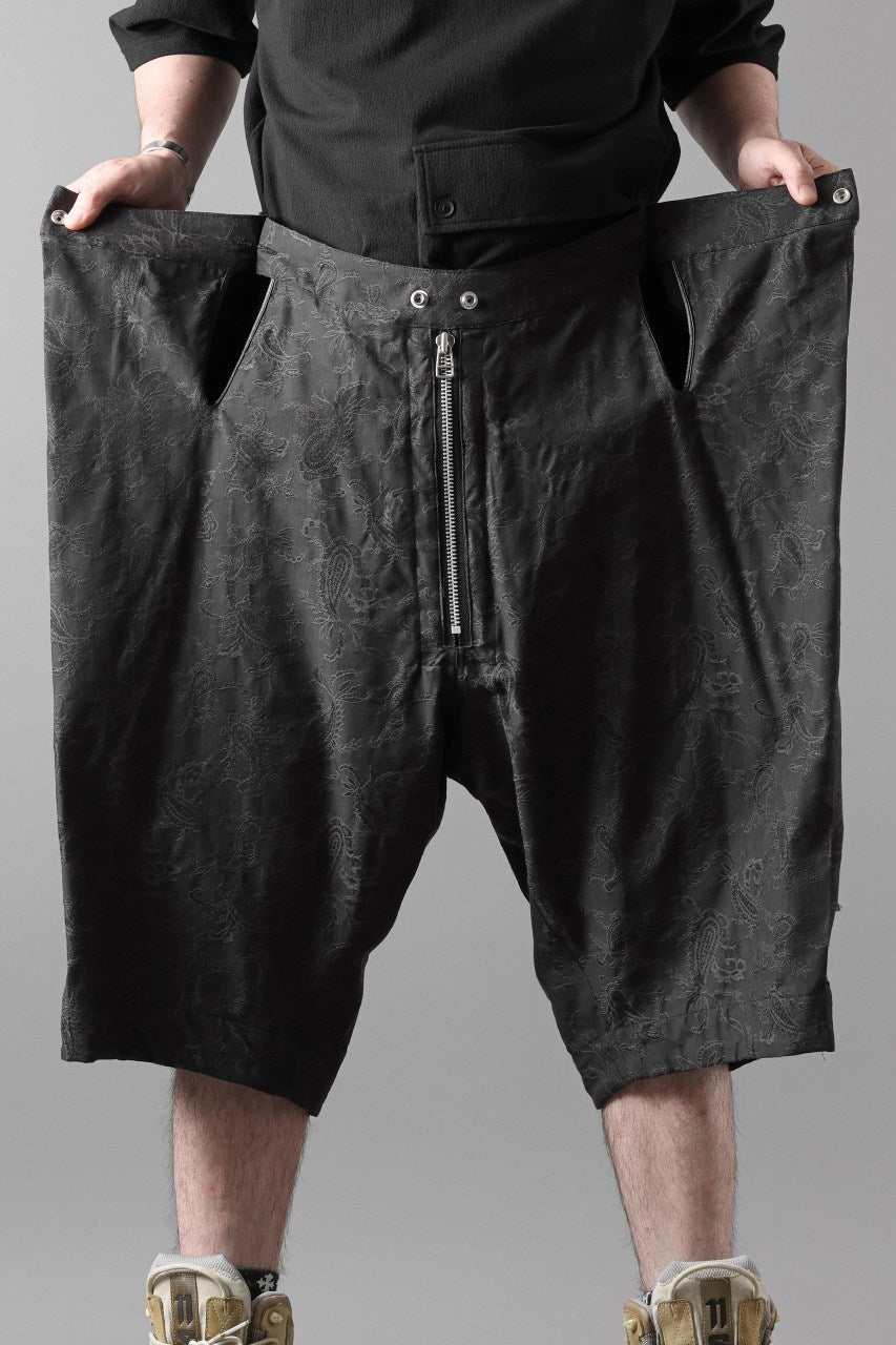 A.F ARTEFACT ZIP FOLDING TUCK SHORTS / PAISLEY JACQUARD (BLACK)