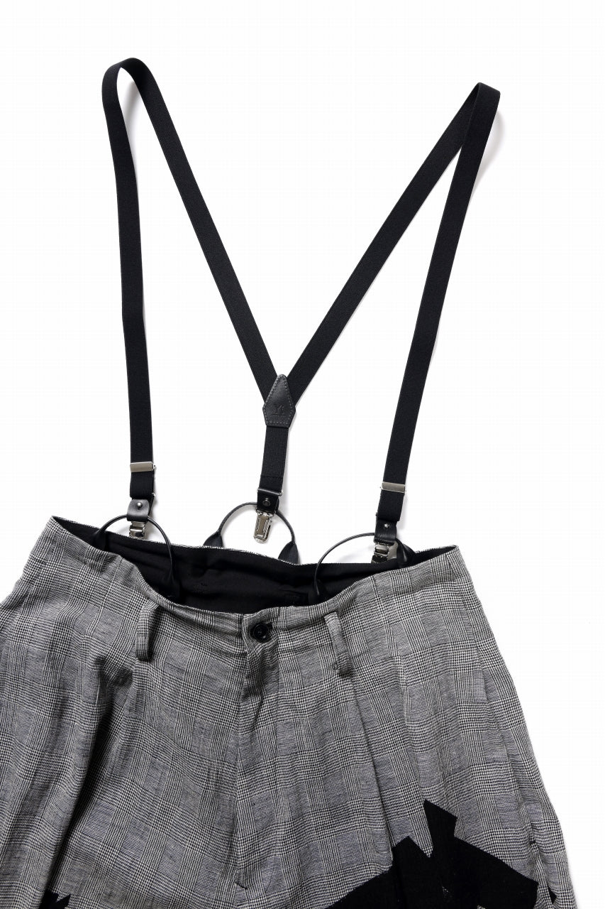 Y's SUSPENDER PANTS / COLLAGE HOUNDTOOTH (GREY)