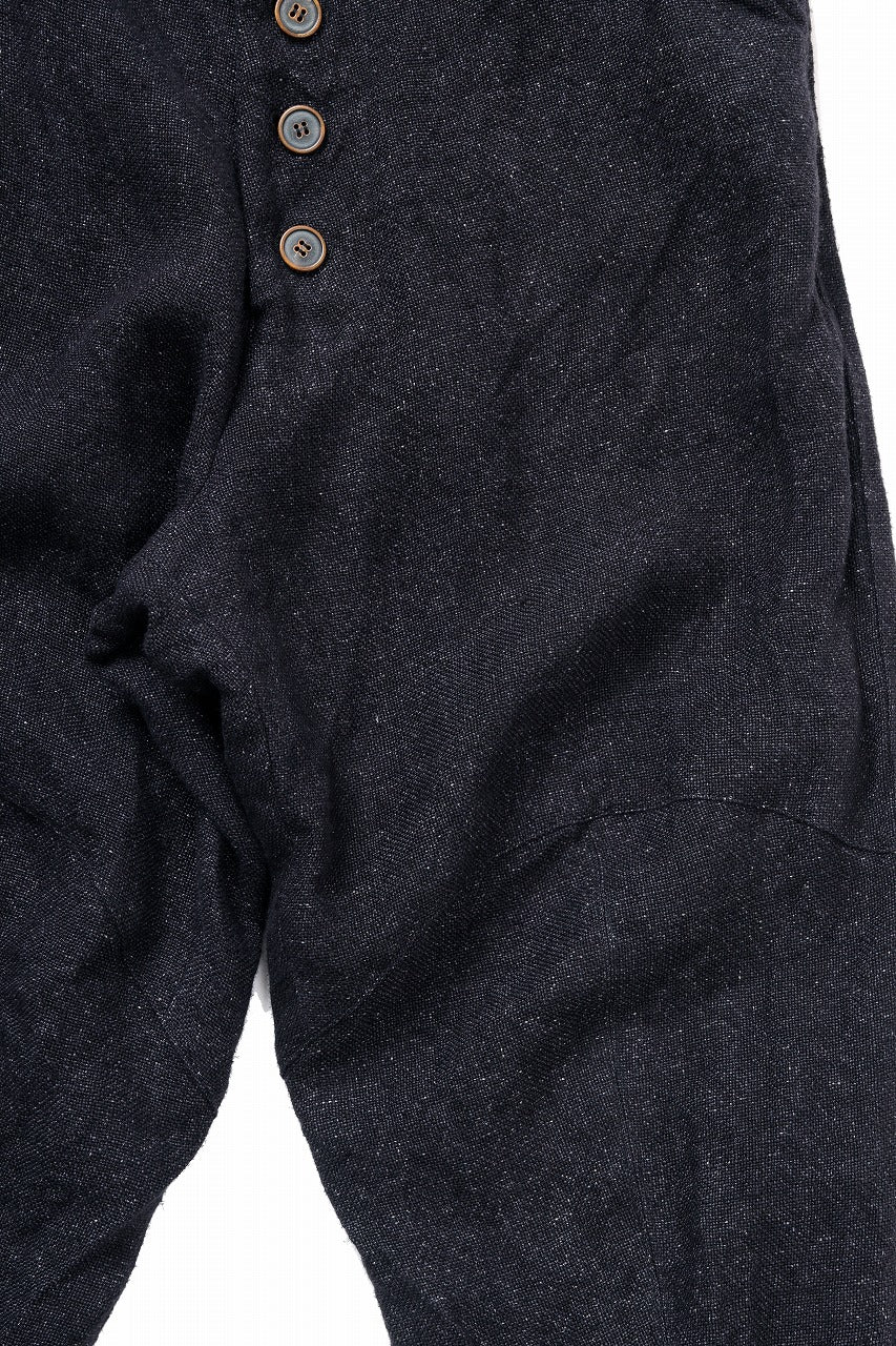 YUTA MATSUOKA cropped pants / medium white dyed linen (blue black)