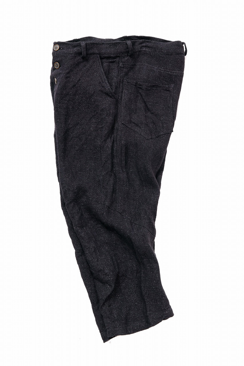 YUTA MATSUOKA cropped pants / medium white dyed linen (blue black)