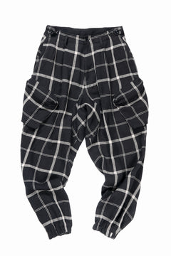 画像をギャラリービューアに読み込む, Y&#39;s ZIP POCKET TAPERED PANTS / LINEN PLAID (BLACK)