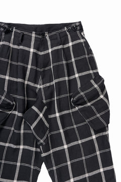 画像をギャラリービューアに読み込む, Y&#39;s ZIP POCKET TAPERED PANTS / LINEN PLAID (BLACK)