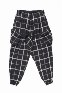 画像をギャラリービューアに読み込む, Y&#39;s ZIP POCKET TAPERED PANTS / LINEN PLAID (BLACK)