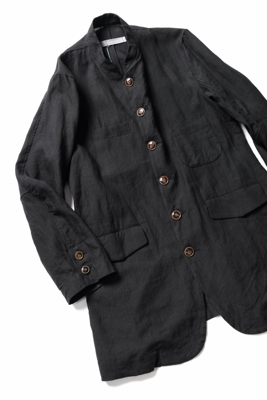 YUTA MATSUOKA long jacket / high density canvas linen (black)