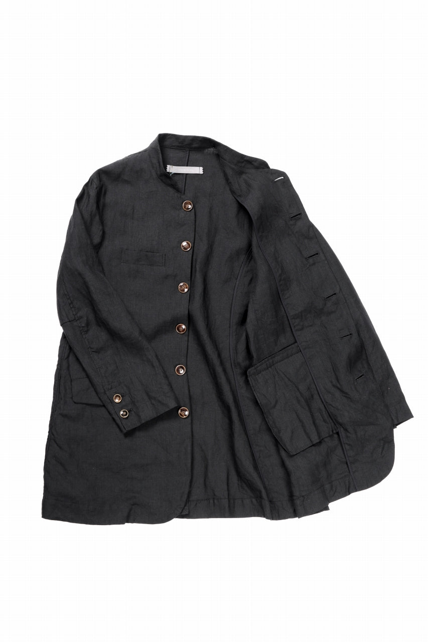 YUTA MATSUOKA long jacket / high density canvas linen (black)