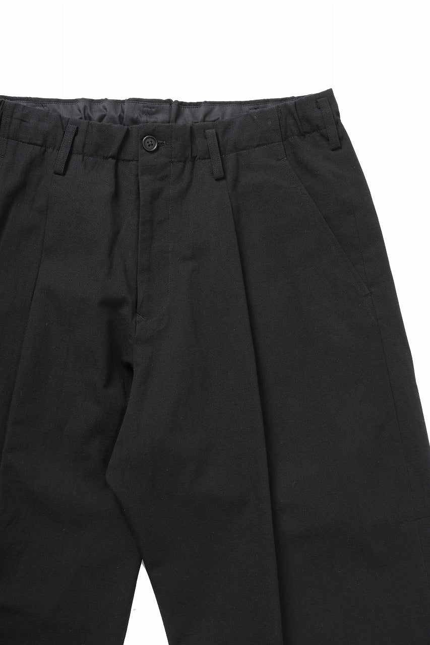 Y's for men WAIST STRING PANTS / COTTON-LINEN CANVAS (BLACK)