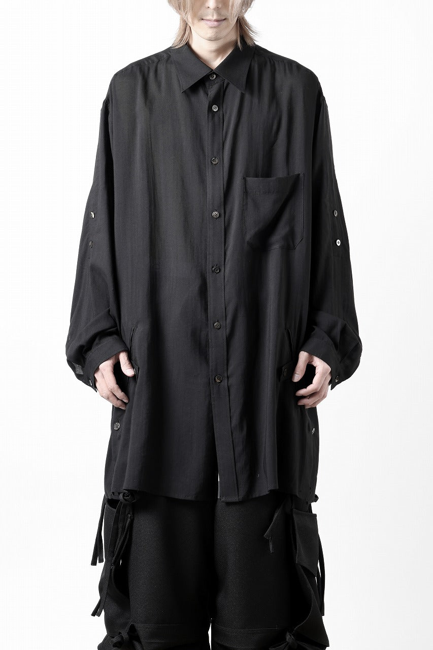 Y's for men BIG SHIRT / CELLULOSE LAWN (BLACK)