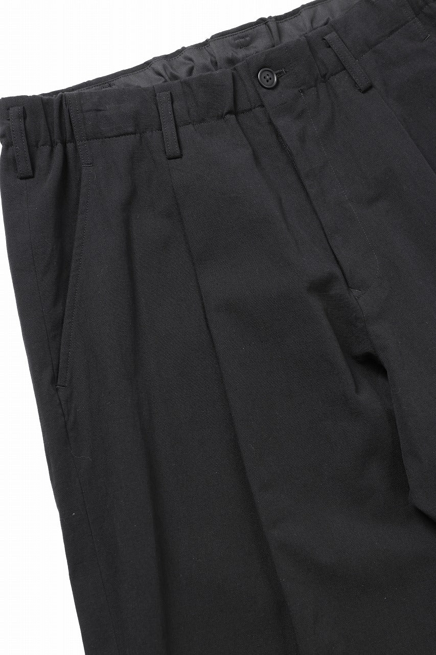 Y's for men WAIST STRING PANTS / COTTON-LINEN CANVAS (BLACK)