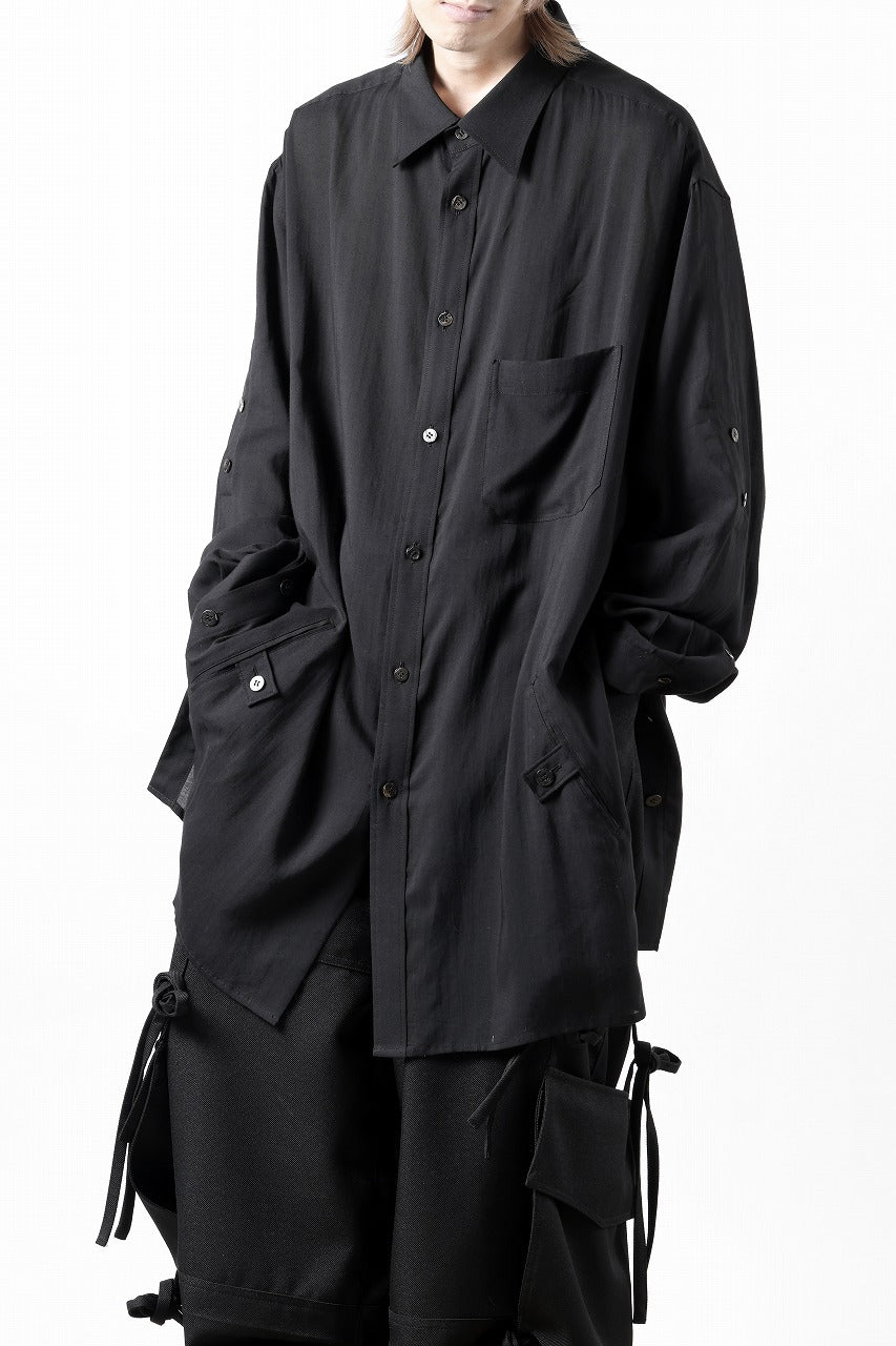 Y's for men BIG SHIRT / CELLULOSE LAWN (BLACK)