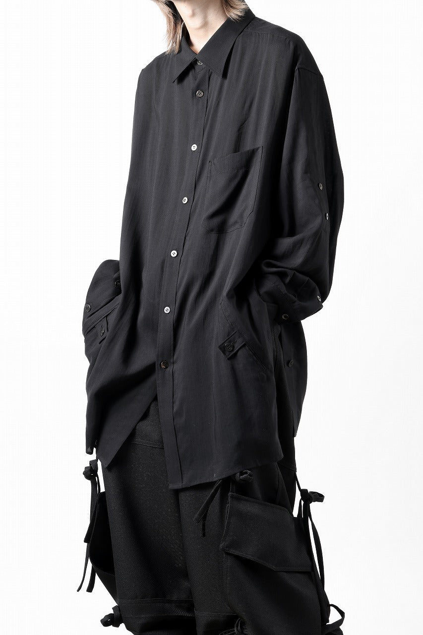 Y's for men BIG SHIRT / CELLULOSE LAWN (BLACK)