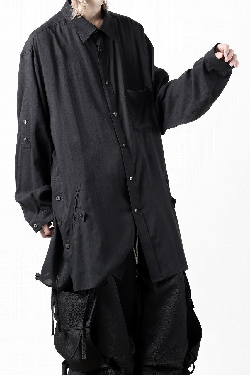 Y's for men BIG SHIRT / CELLULOSE LAWN (BLACK)