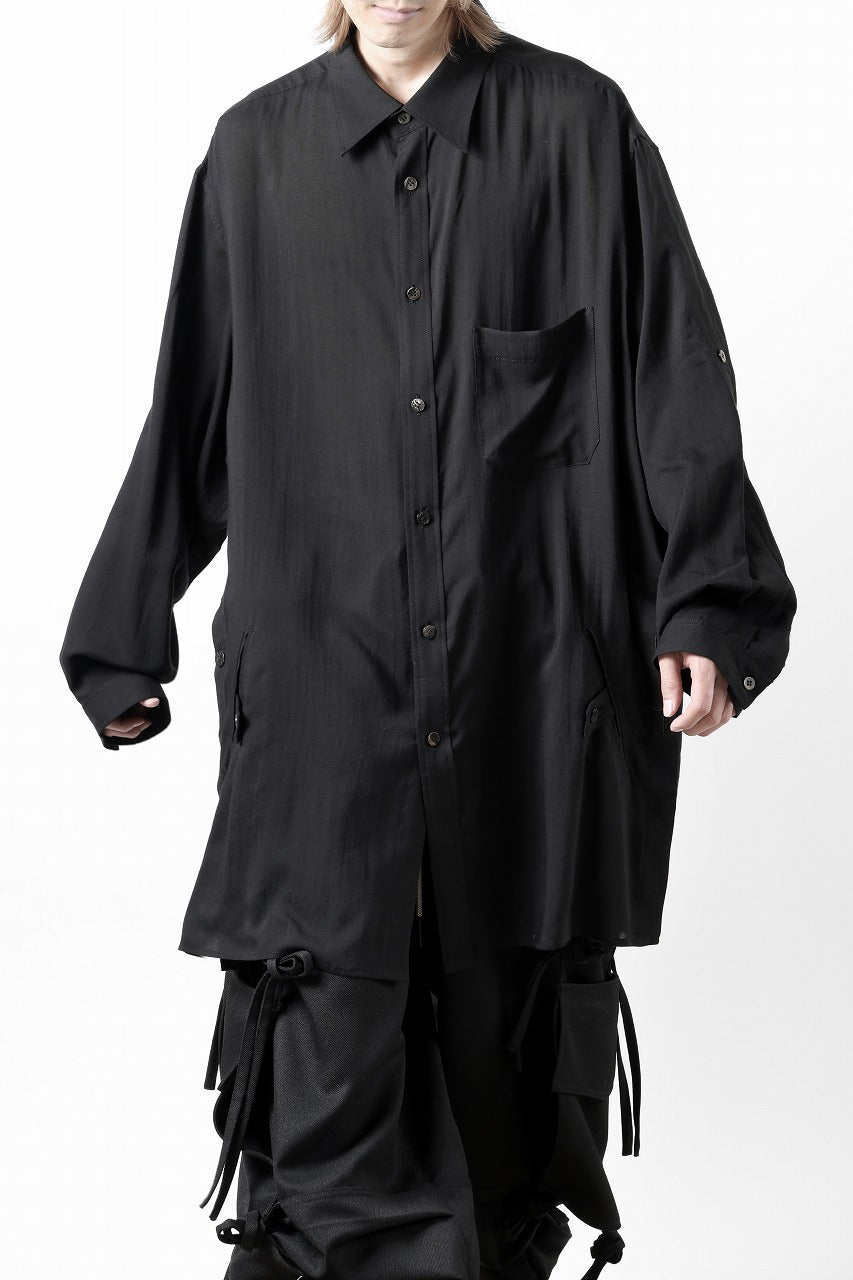 Y's for men BIG SHIRT / CELLULOSE LAWN (BLACK)