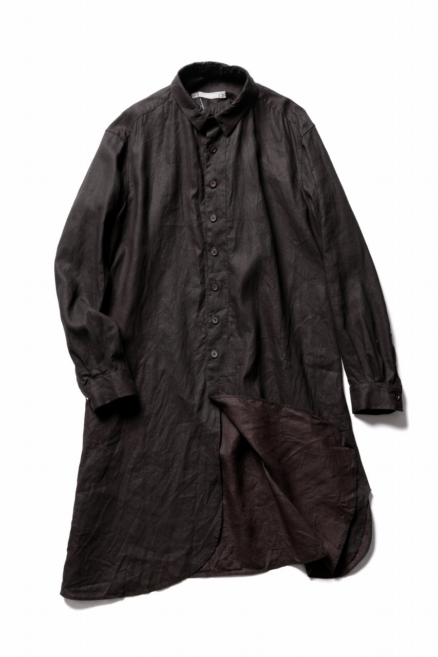YUTA MATSUOKA long shirt / bengala ink coating linen