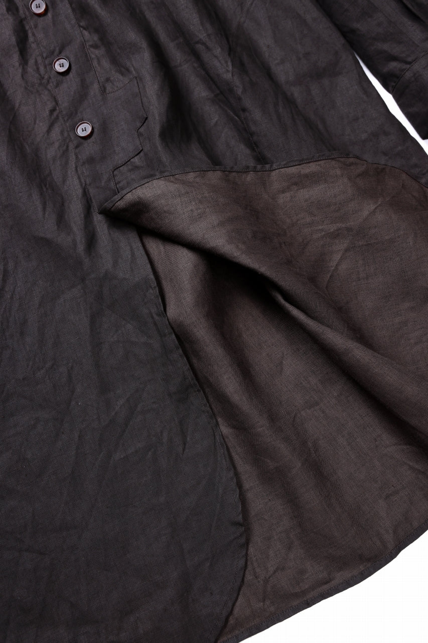 YUTA MATSUOKA long shirt / bengala ink coating linen (reddish brown)