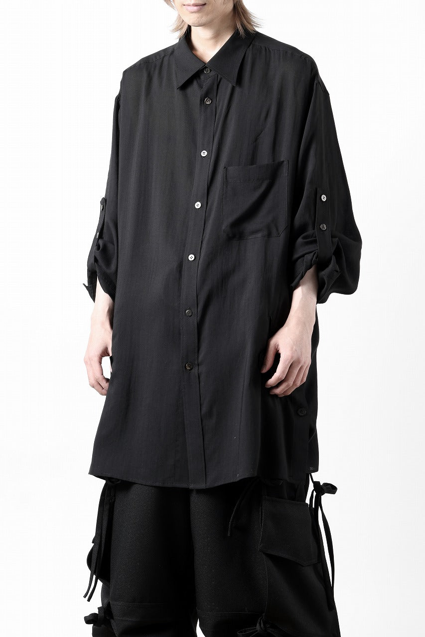 Y's for men BIG SHIRT / CELLULOSE LAWN (BLACK)