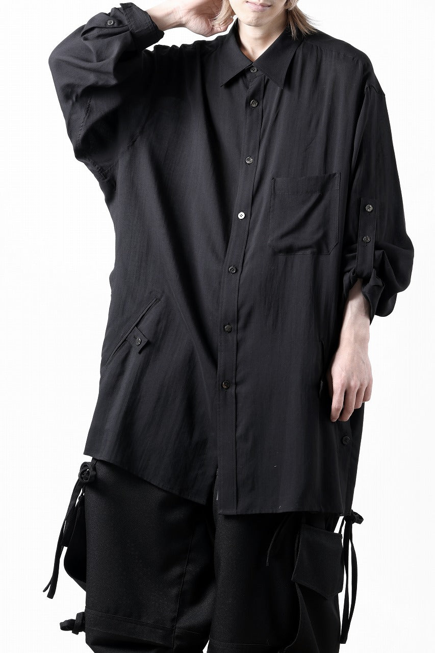 Y's for men BIG SHIRT / CELLULOSE LAWN (BLACK)