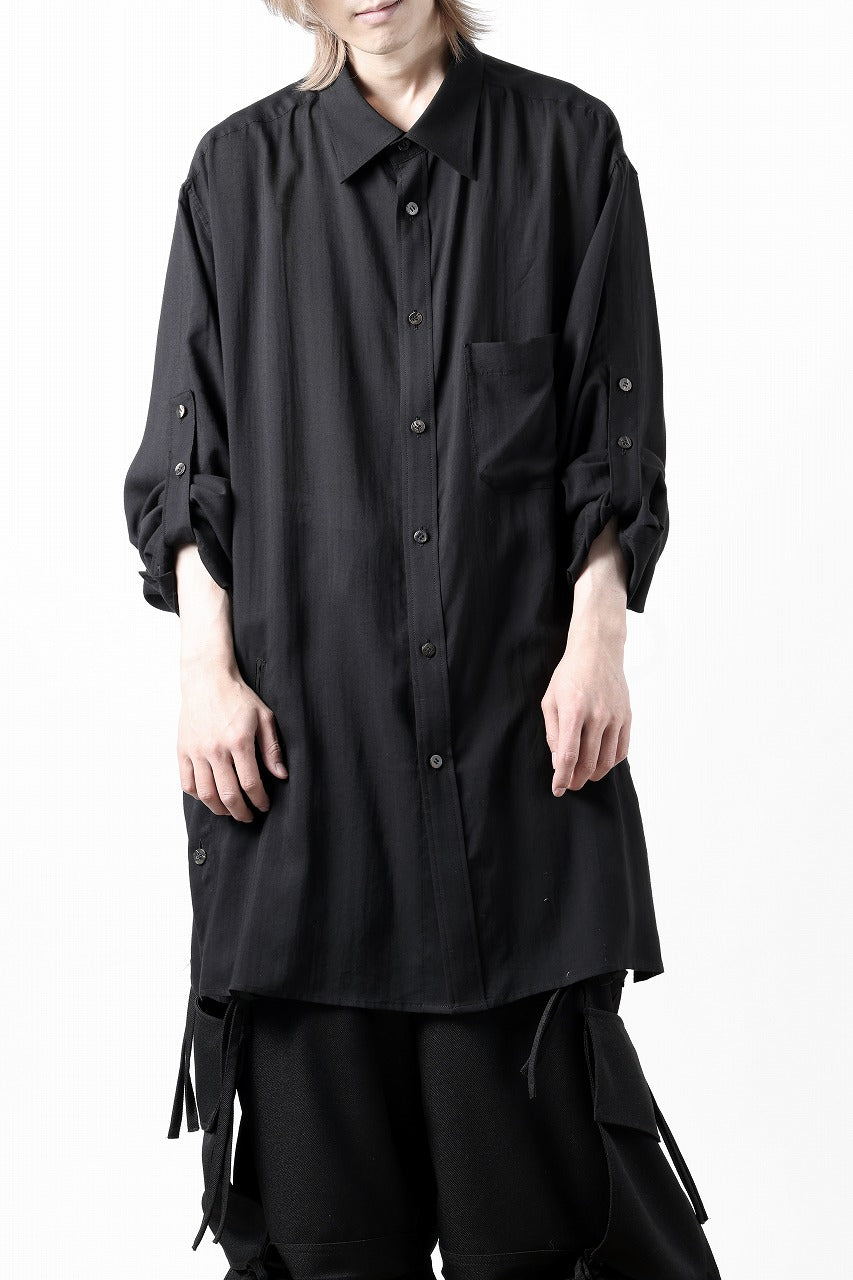 Y's for men BIG SHIRT / CELLULOSE LAWN (BLACK)