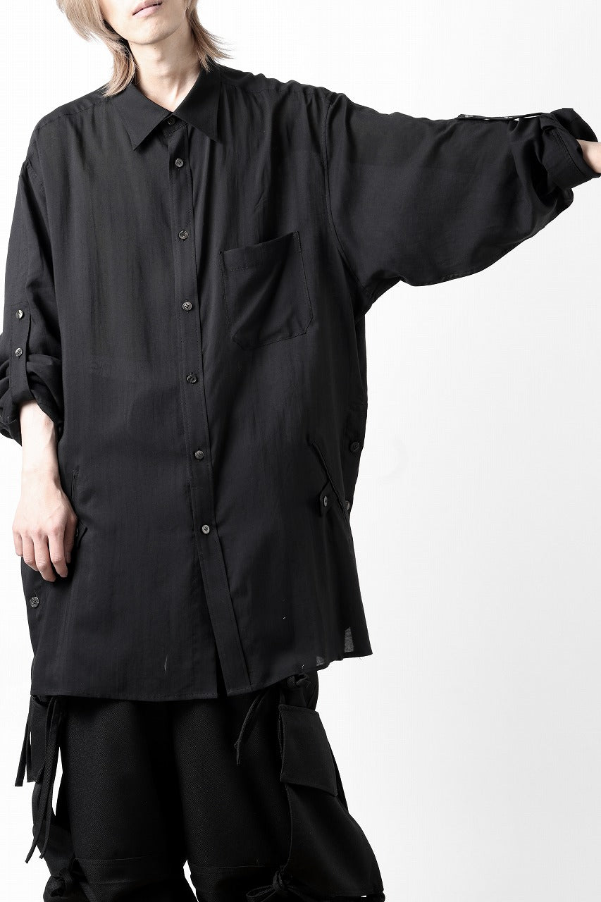 Y's for men BIG SHIRT / CELLULOSE LAWN (BLACK)