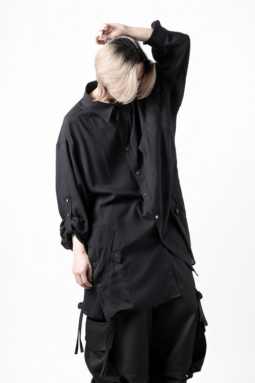 Y's for men BIG SHIRT / CELLULOSE LAWN (BLACK)