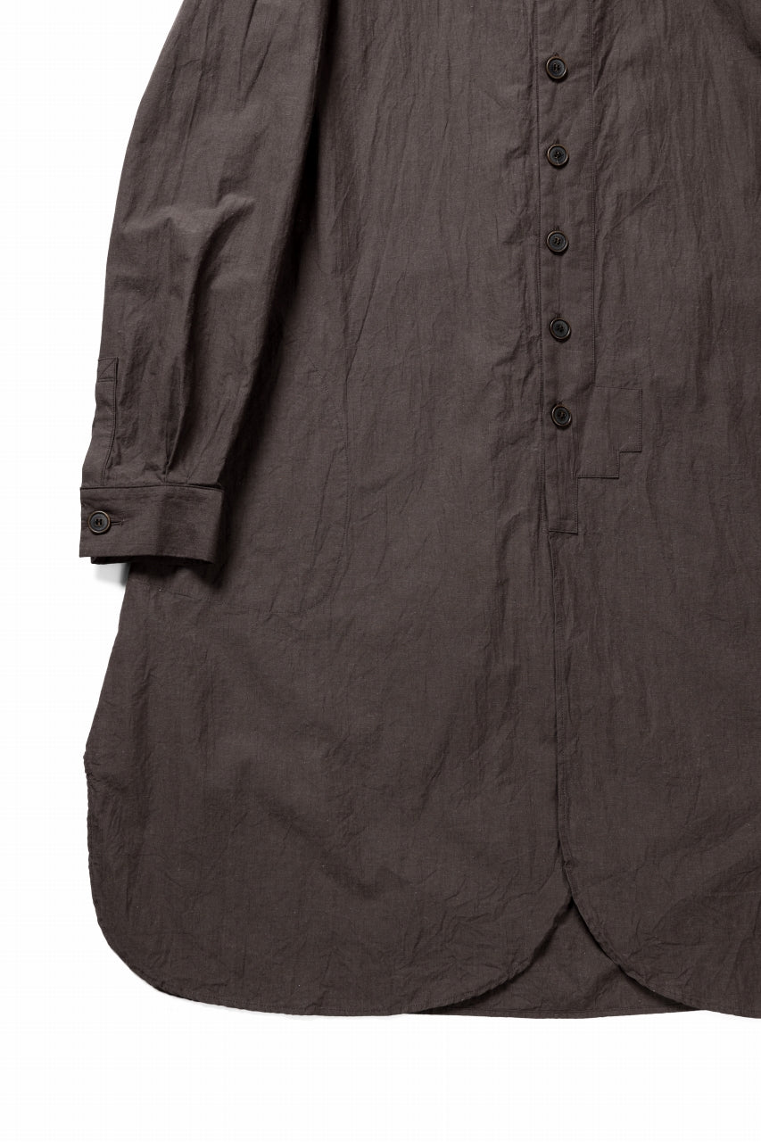 YUTA MATSUOKA long shirt / cotton ramie chambray  (light brown)