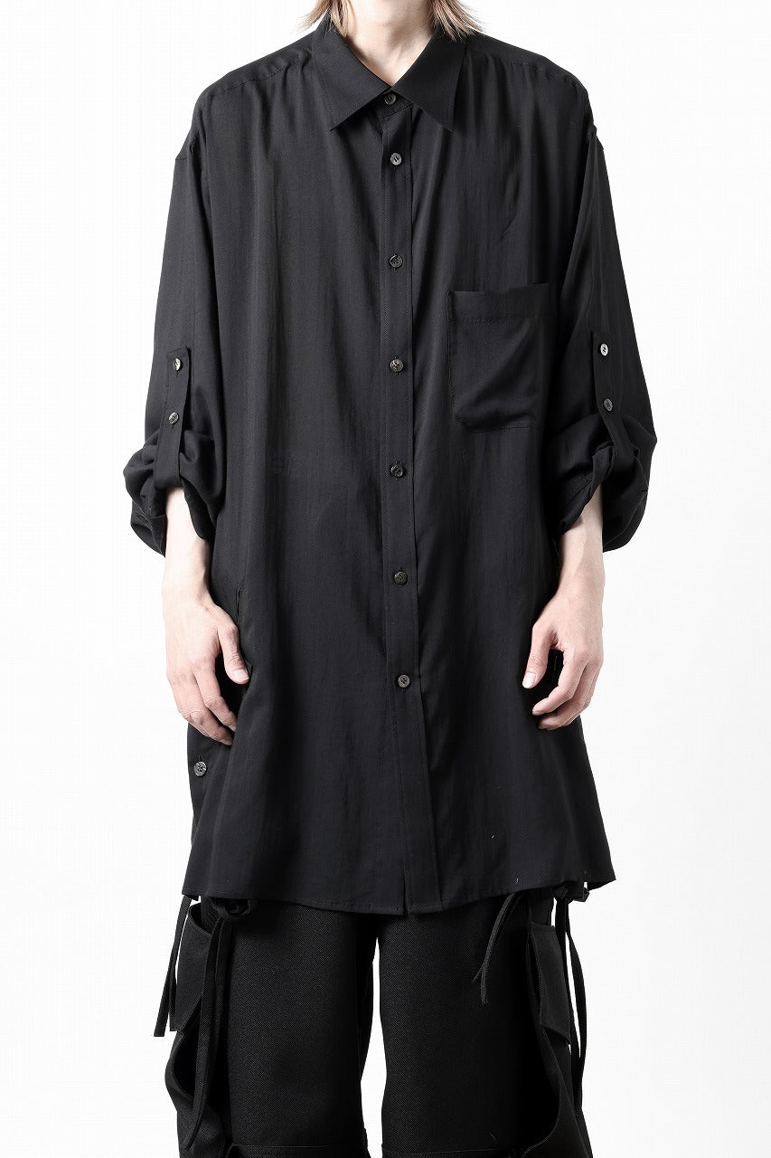 Y's for men BIG SHIRT / CELLULOSE LAWN (BLACK)