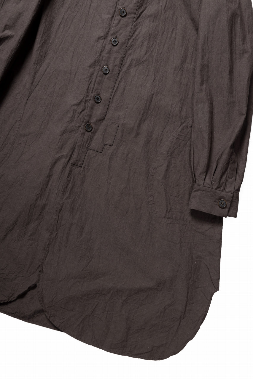 YUTA MATSUOKA long shirt / cotton ramie chambray  (light brown)