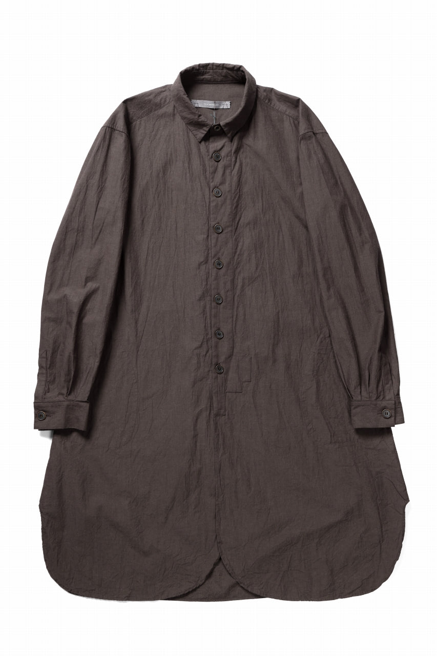 YUTA MATSUOKA long shirt / cotton ramie chambray  (light brown)