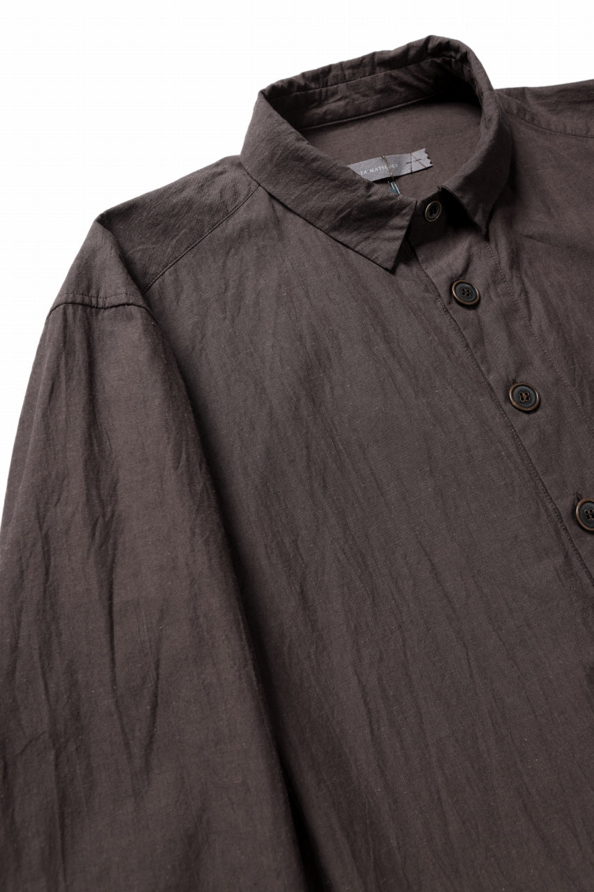 YUTA MATSUOKA long shirt / cotton ramie chambray  (light brown)