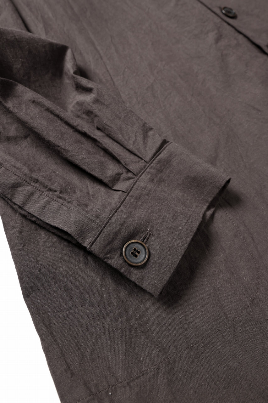 YUTA MATSUOKA long shirt / cotton ramie chambray  (light brown)