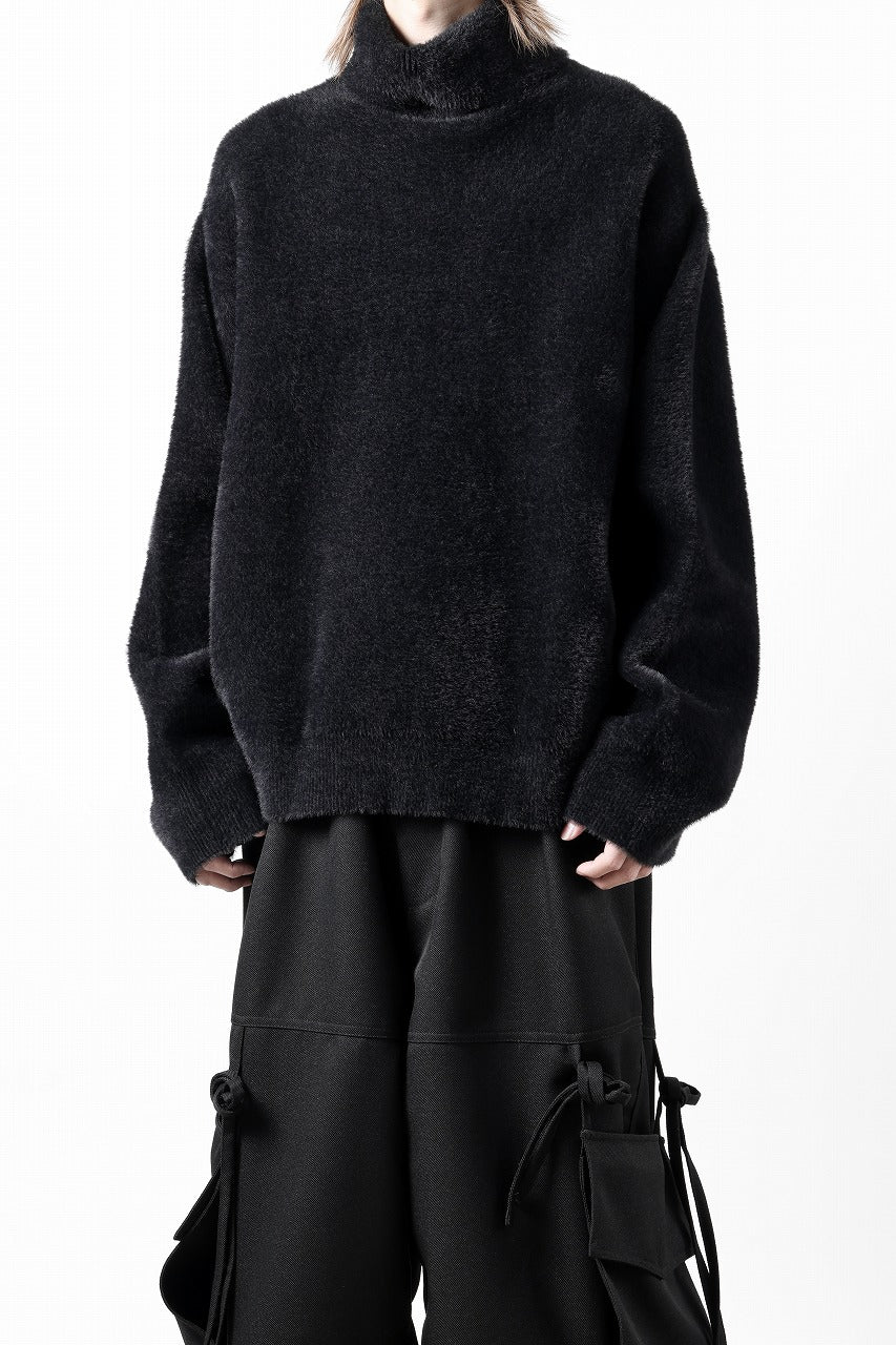 th products Mole Turtle Knit / feather mogol shaggy knit (black)