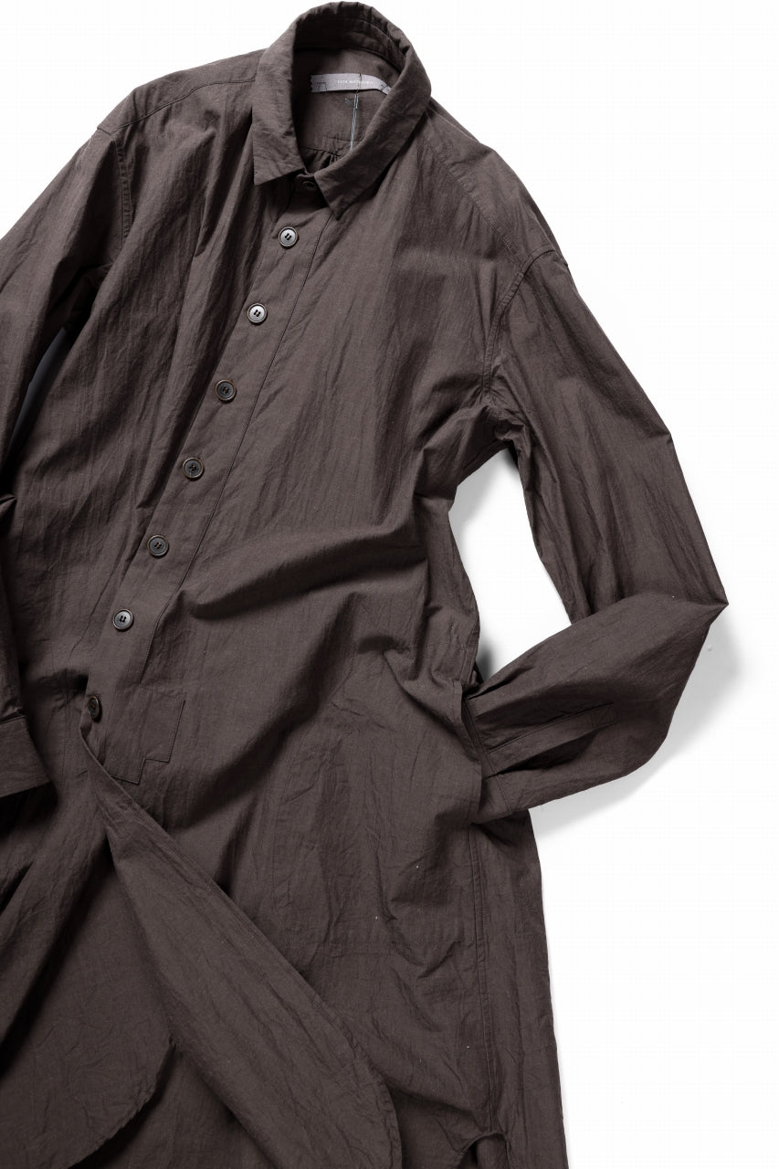 YUTA MATSUOKA long shirt / cotton ramie chambray  (light brown)