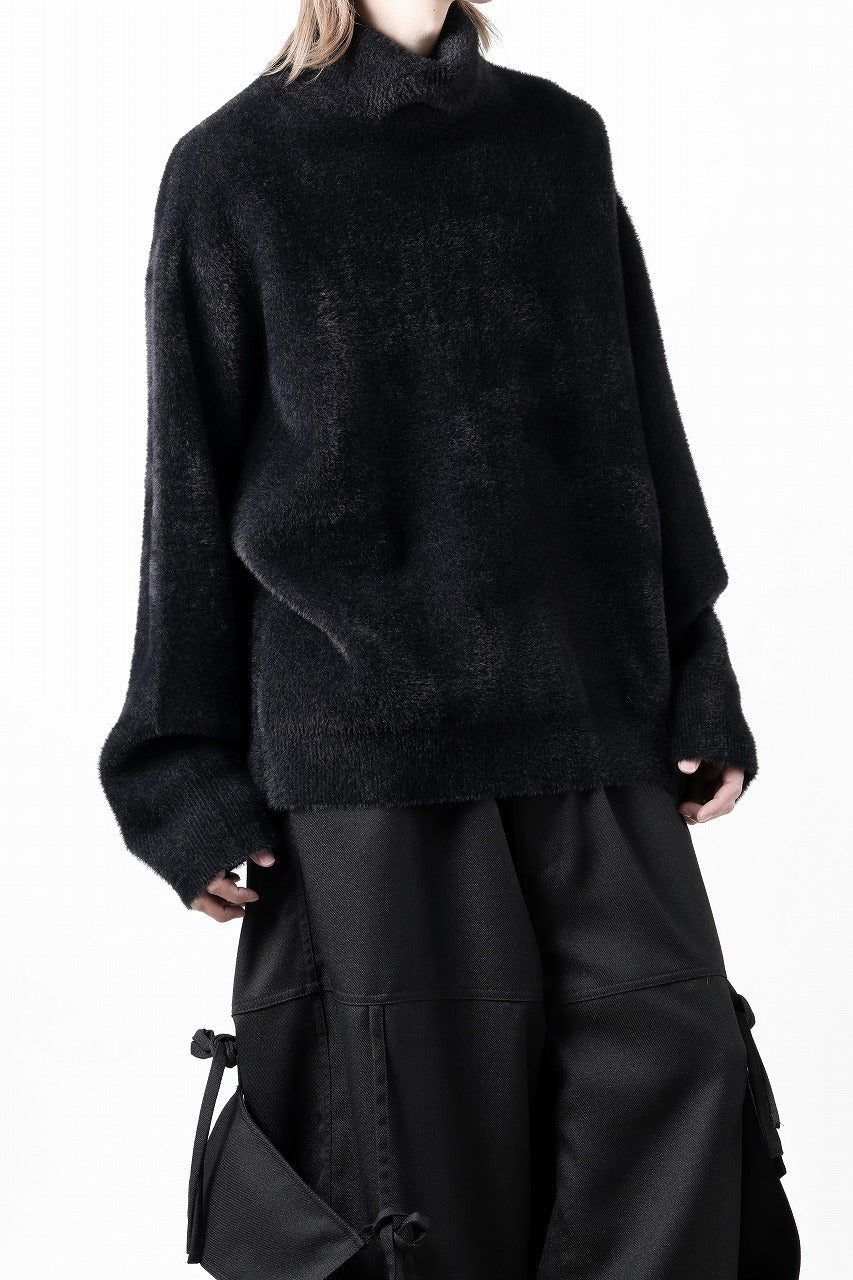 画像をギャラリービューアに読み込む, th products Mole Turtle Knit / feather mogol shaggy knit (black)