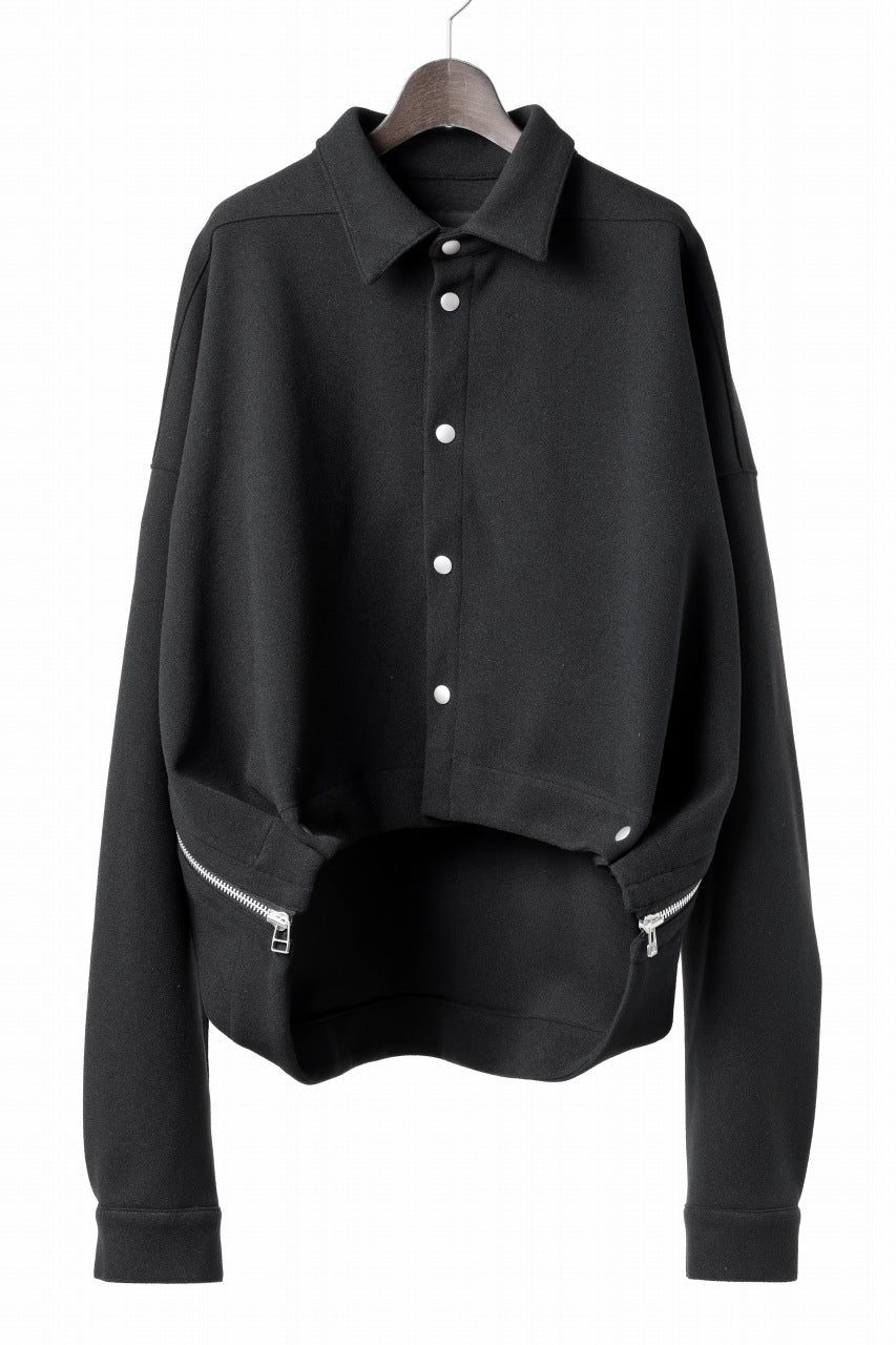 A.F ARTEFACT CROPPED SHIRT JACKET / PEs KNIT JERSEY (BLACK)