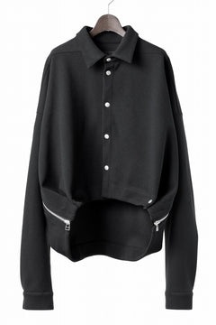 画像をギャラリービューアに読み込む, A.F ARTEFACT CROPPED SHIRT JACKET / KNIT JERSEY (BLACK)