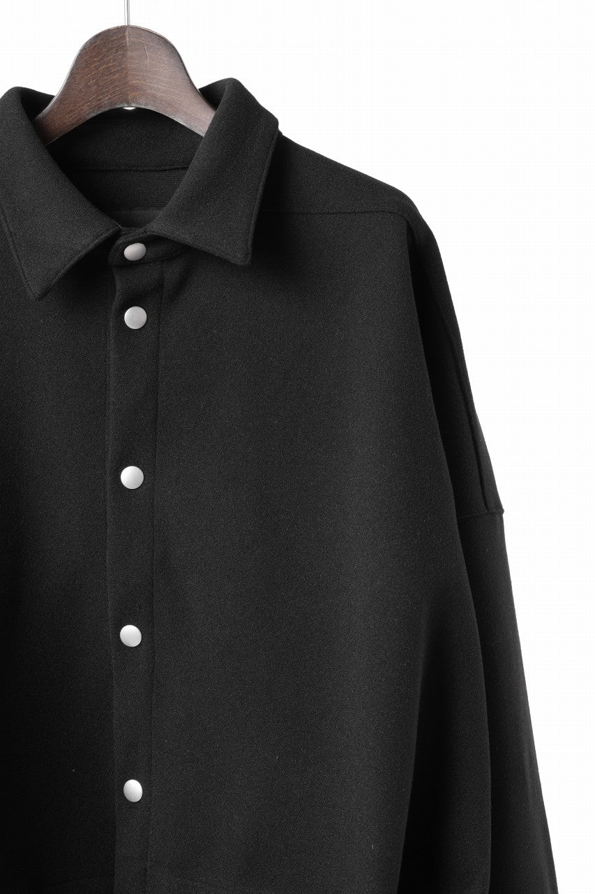 A.F ARTEFACT CROPPED SHIRT JACKET / KNIT JERSEY (BLACK)