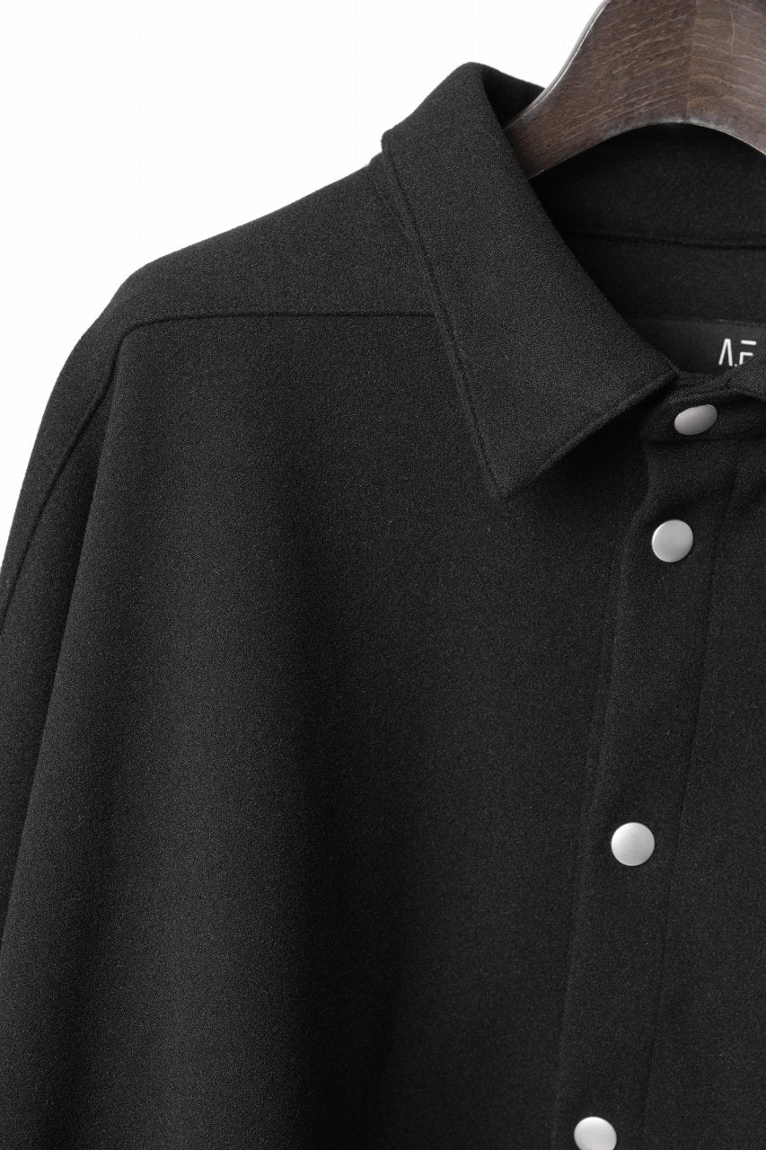 A.F ARTEFACT CROPPED SHIRT JACKET / PEs KNIT JERSEY (BLACK)