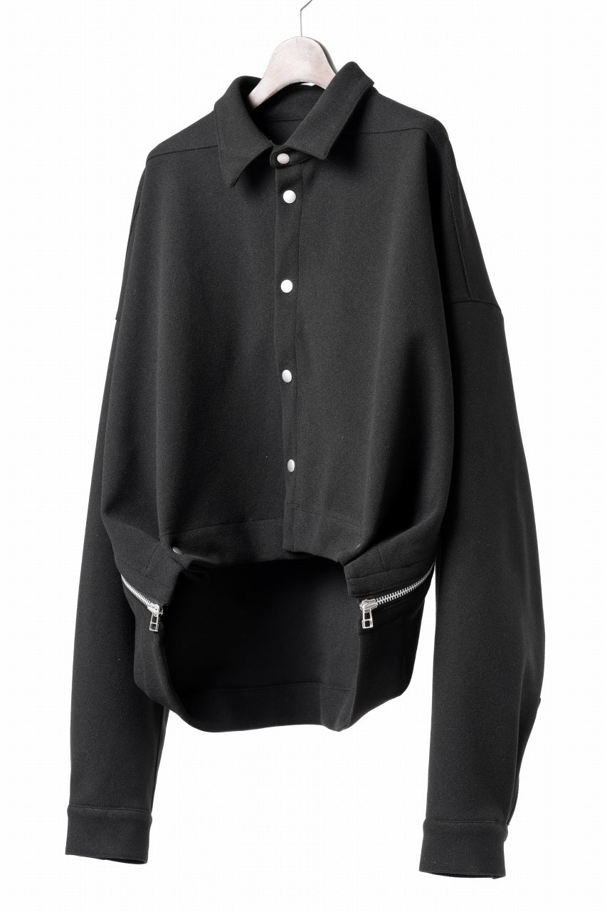 Load image into Gallery viewer, A.F ARTEFACT CROPPED SHIRT JACKET / PEs KNIT JERSEY (BLACK)