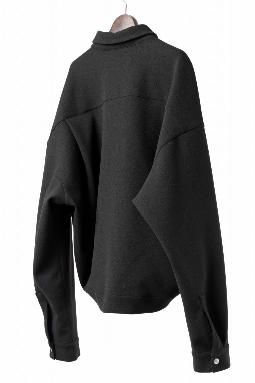 A.F ARTEFACT CROPPED SHIRT JACKET / PEs KNIT JERSEY (BLACK)