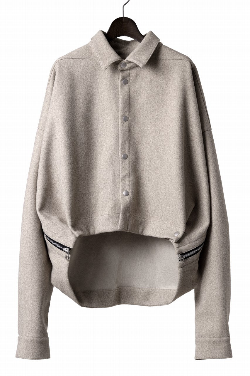 A.F ARTEFACT CROPPED SHIRT JACKET / KNIT JERSEY (BEIGE)