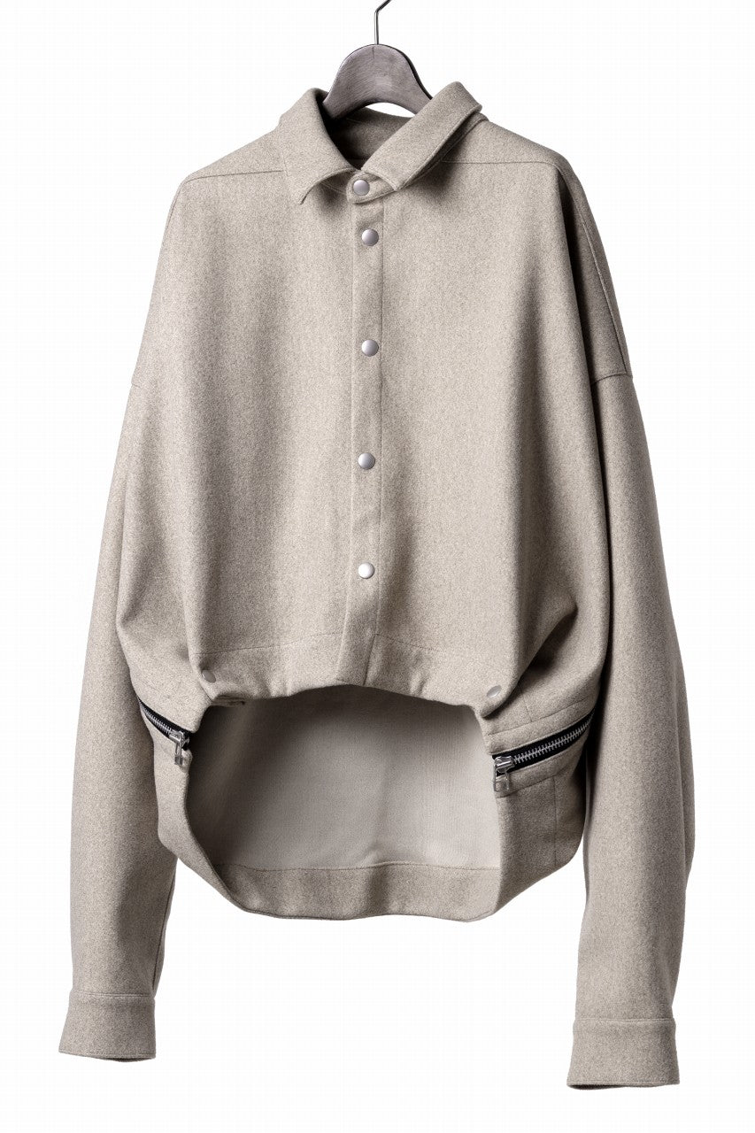 A.F ARTEFACT CROPPED SHIRT JACKET / PEs KNIT JERSEY (BEIGE)