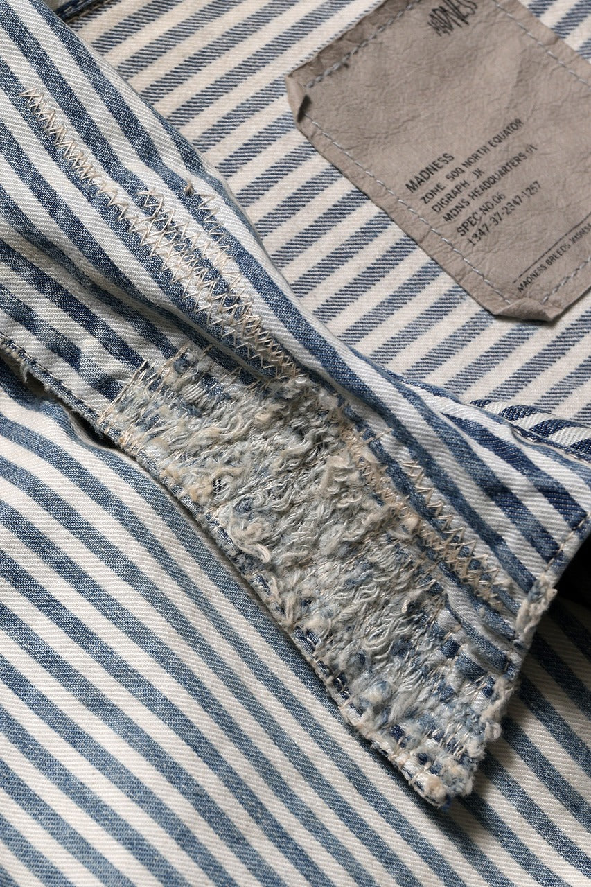 Load image into Gallery viewer, MADNESS RAILROAD HICKORY STRIPE WORK JACKET (INDIGO x WHITE)