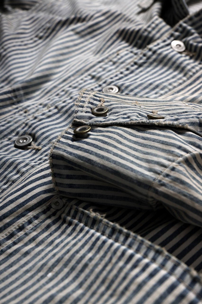 Load image into Gallery viewer, MADNESS RAILROAD HICKORY STRIPE WORK JACKET (INDIGO x WHITE)