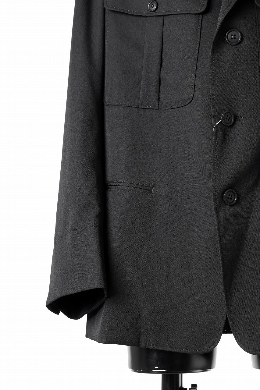 Y's for men Z ACTION PLEATS JACKET / WRINKLED GABARDINE (BLACK)