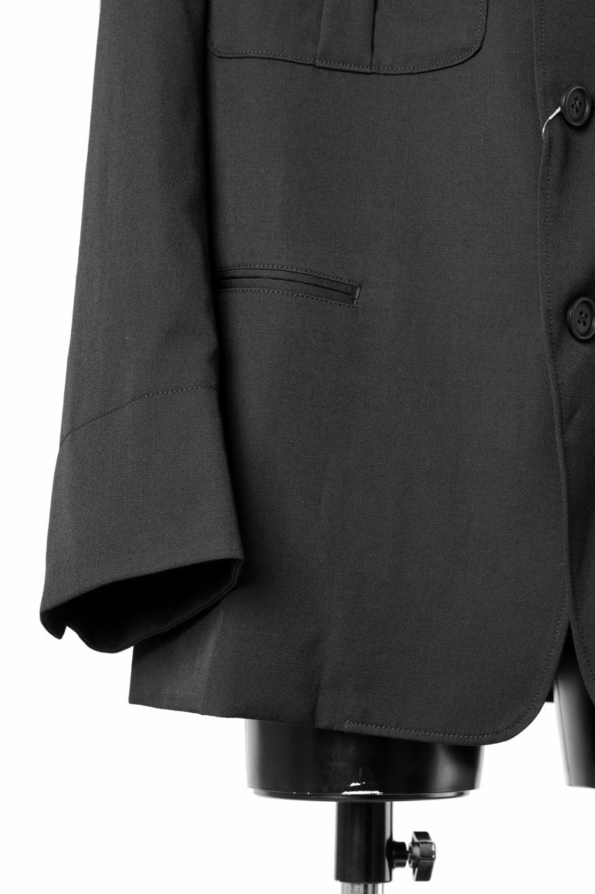 Y's for men Z ACTION PLEATS JACKET / WRINKLED GABARDINE (BLACK)