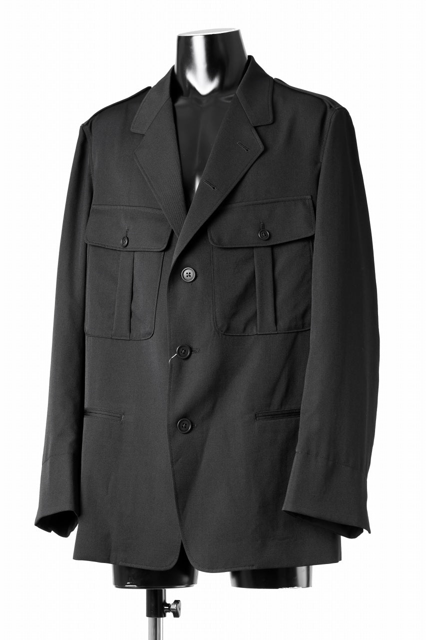 Y's for men Z ACTION PLEATS JACKET / WRINKLED GABARDINE (BLACK)